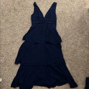 Lulu’s Navy Blue Sleeveless Tiered Midi Dress